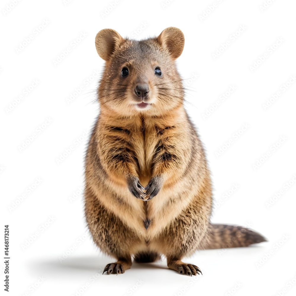 Obraz premium Adorable Quokka Posing on White Background
