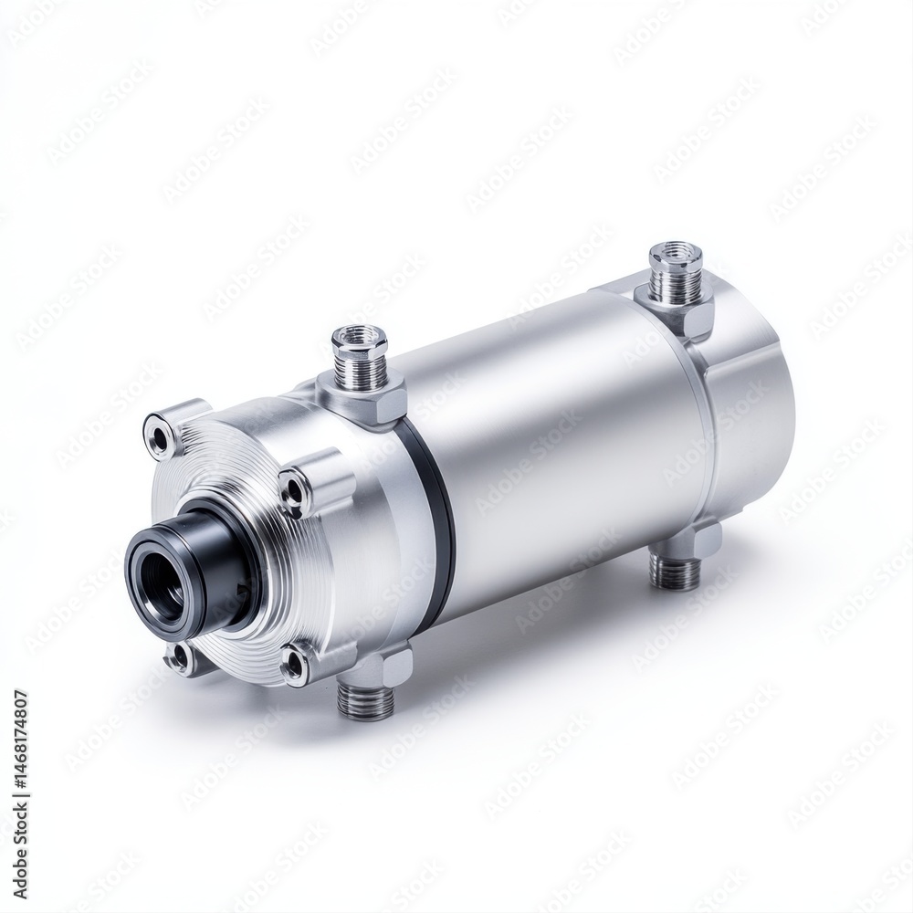 Compact Silver Mechanical Pump with Metal Housing and Multiple Ports