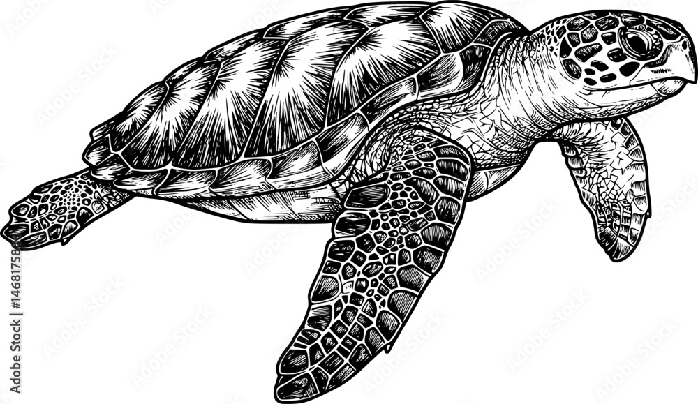 Obraz premium Turtle marine animal icon. Sea turtle silhouette. vector illustration 
