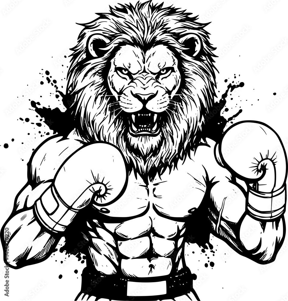 Obraz premium lion wearing boxing gloves 