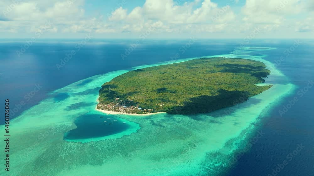 Aerial view scenic travel destination Maldives Polinesia. Blue lagoon and turquoise coral reef. Shot in Tomia Wakatobi National Park, Indonesia Aerial view scenic travel destination Maldives Polinesia. Blue lagoon and turquoise coral reef. Shot in Tomia Wakatobi National Park, Indonesia