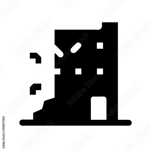 Icon of a damaged building to signify destruction or disrepair