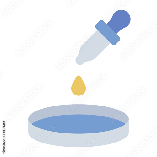 dropper flat icon with dish for stem experiment test