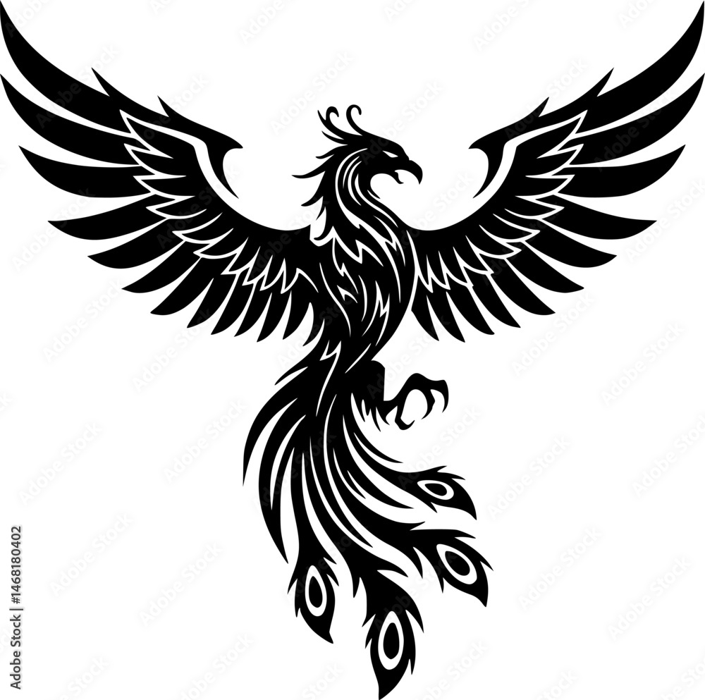 Obraz premium phoenix bird icon illustration, phoenix bird silhouette logo svg vector 