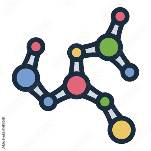 molecular structure filled line icon for nanotechnology stem field
