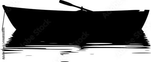 row boat icon illustration, row boat black silhouette logo svg vector
