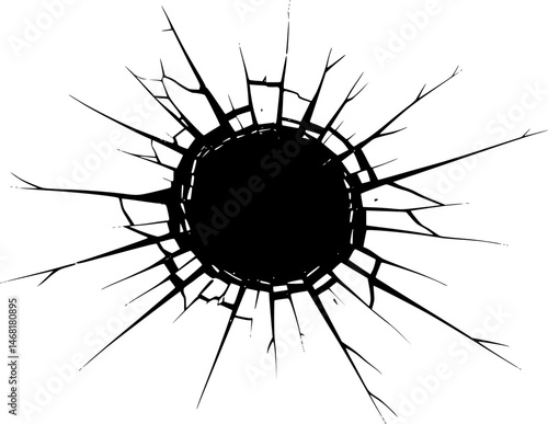 Cracked Wall Bullet Broken Hole, Generative AI.
