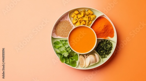 Spiced Ingredients Dish of Turmeric, Garlic, Herbs and Curry, Food, Spices
