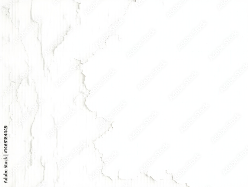 Fototapeta premium Deteriorating White Plaster Wall with Flaking Paint and Exposed Underlying Surfaces. Abstract Minimalist Texture Background
