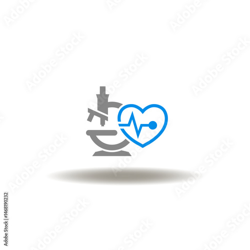 Obraz na płótnie Vector illustration of microscope and heart. Symbol of medical laboratory test. Icon of cariology disease examining. w salonie
