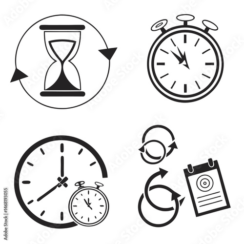 black and white icons time symbols hourglass cl