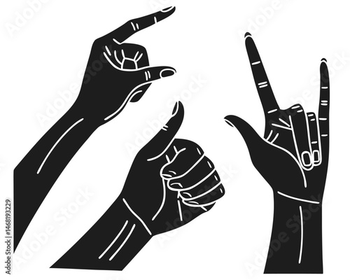 black silhouette hands expressive gestures minim