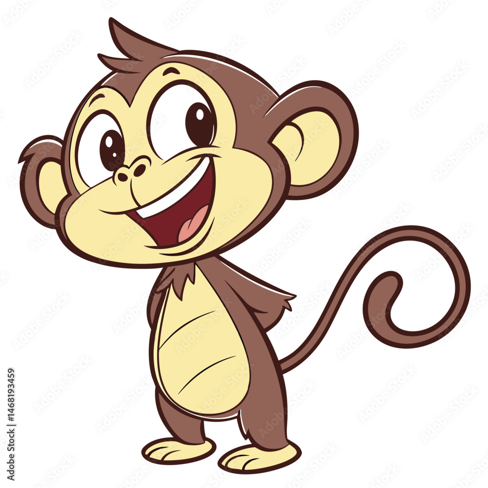 cartoon monkey character cheerful expression big cartoon monkey character cheerful expression big