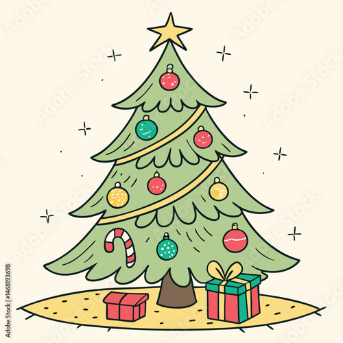 christmas tree colorful ornaments star topper c