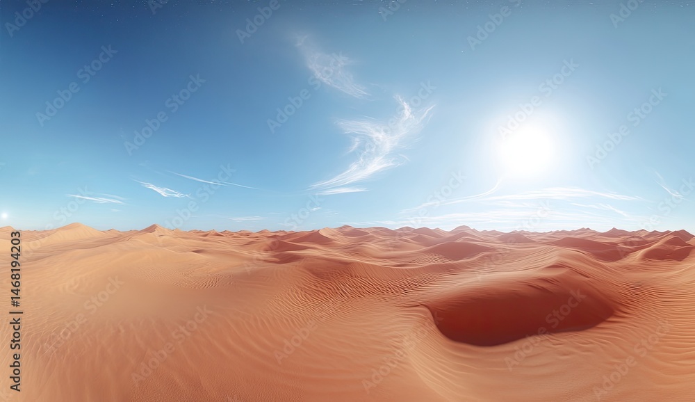 Naklejka premium Vast desert landscape under a brilliant sky