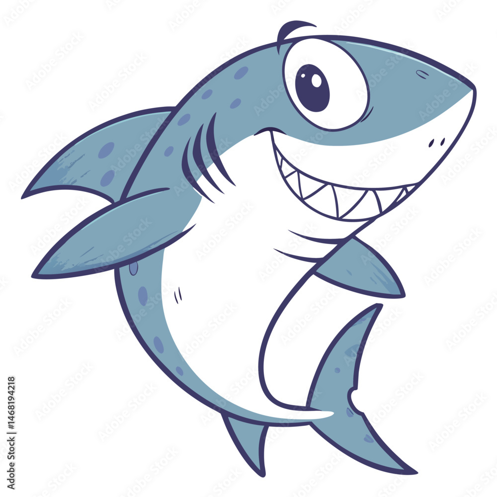 Fototapeta premium cute cartoon shark watercolor painting big smile