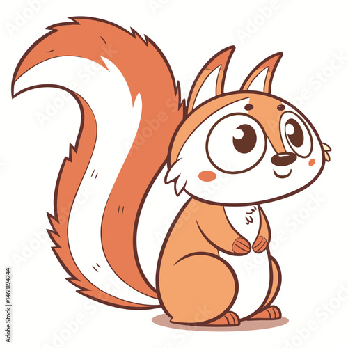 cute cartoon squirrel big expressive eyes fluffy