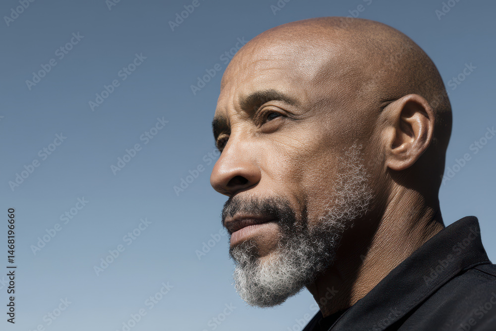 Fototapeta premium portrait of mechanic assembler positioned on left side of frame showcasing focused and professional expression