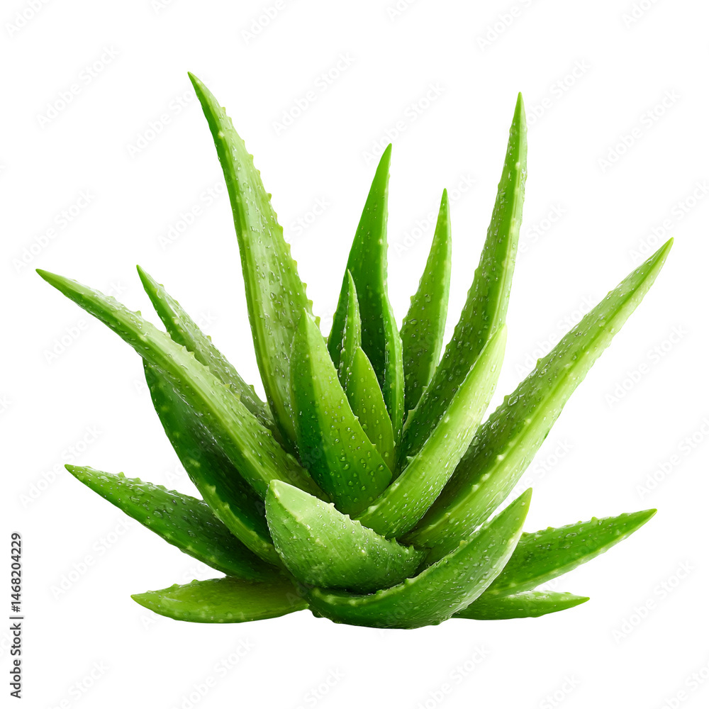 Fototapeta premium Dewy Aloe Vera Plant Vibrant Green Lush Nature