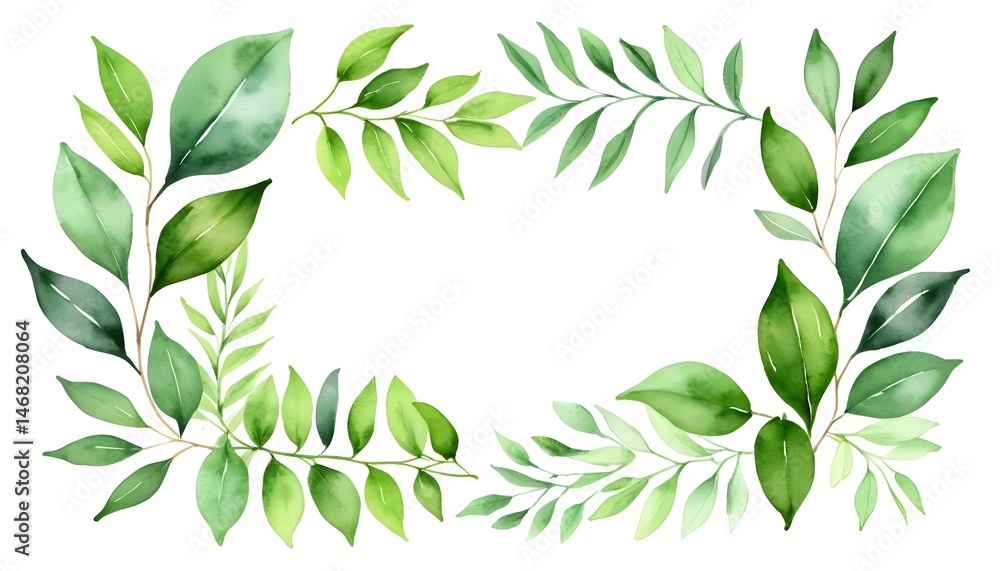 Watercolor Green Leaves Frame Watercolor Green Leaves Frame