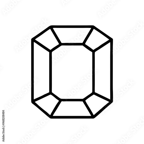 Emerald Cut Gemstone Outline Illustration, icon, vector  