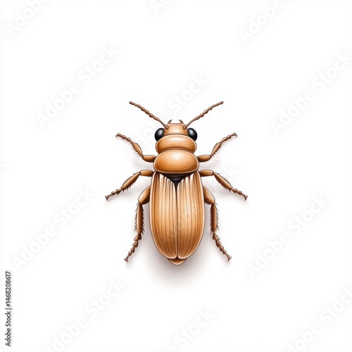 Realistic Illustration of a Brown Beetle on a White Background