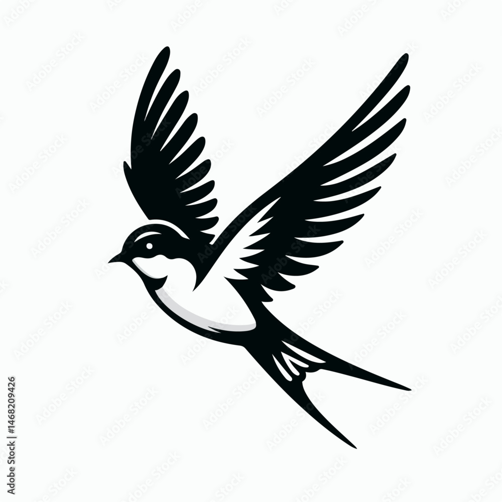 Obraz premium swallow bird silhouette vector illustration