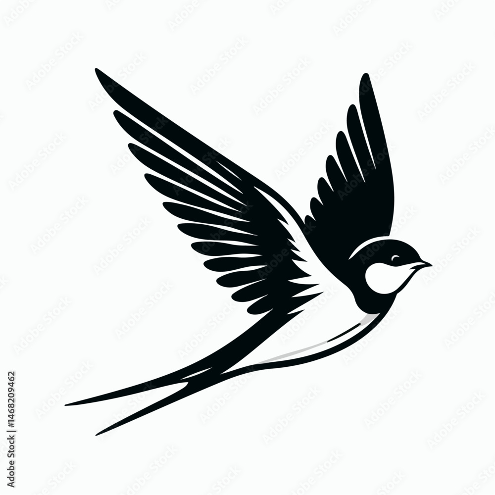 Obraz premium swallow bird silhouette vector illustration