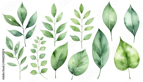 Watercolor Green Leaves Collection