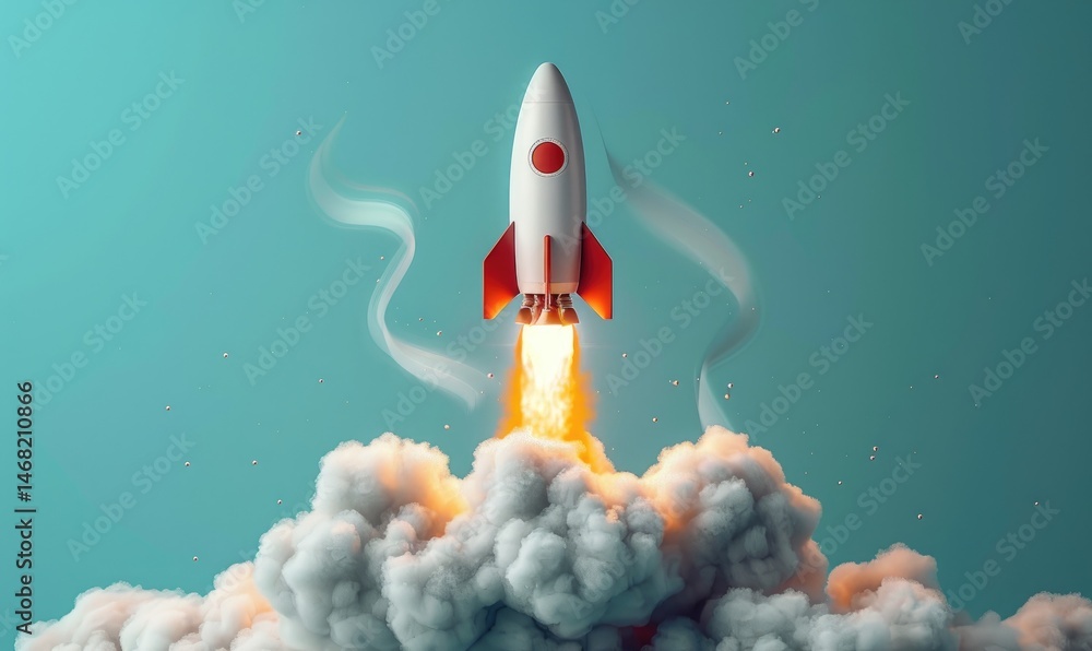 illustration wallpaper spaceship rocket flying and smoke outer space background concept Generate AI illustration wallpaper spaceship rocket flying and smoke outer space background concept Generate AI