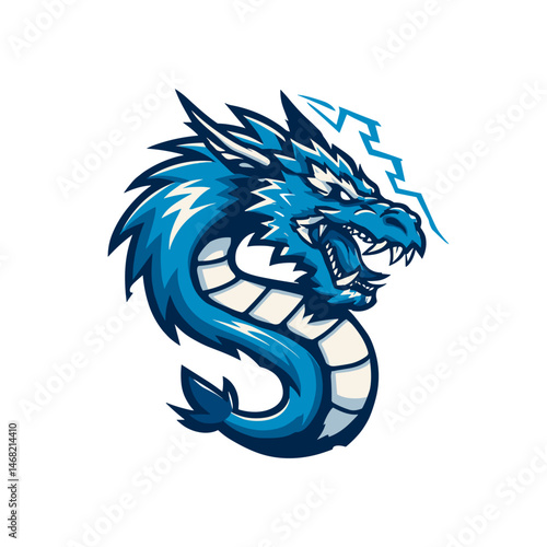 Dynamic blue dragon esports logo featuring bold design elements and vibrant colors ideal for competitive gaming branding and team identity