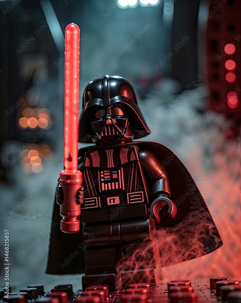 Obraz premium Product Photo Of A LEGO Star Wars Film Minifigure, Darth Vader Movie Character Mini Figure, Macro Photography, LEGO Flagship Store, Leicester Square, London, UK