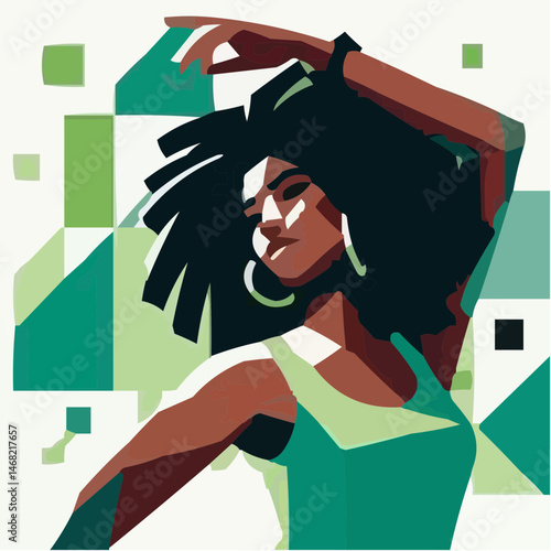 Dancing Woman Icon Expressing Joy in a Geometric Style  