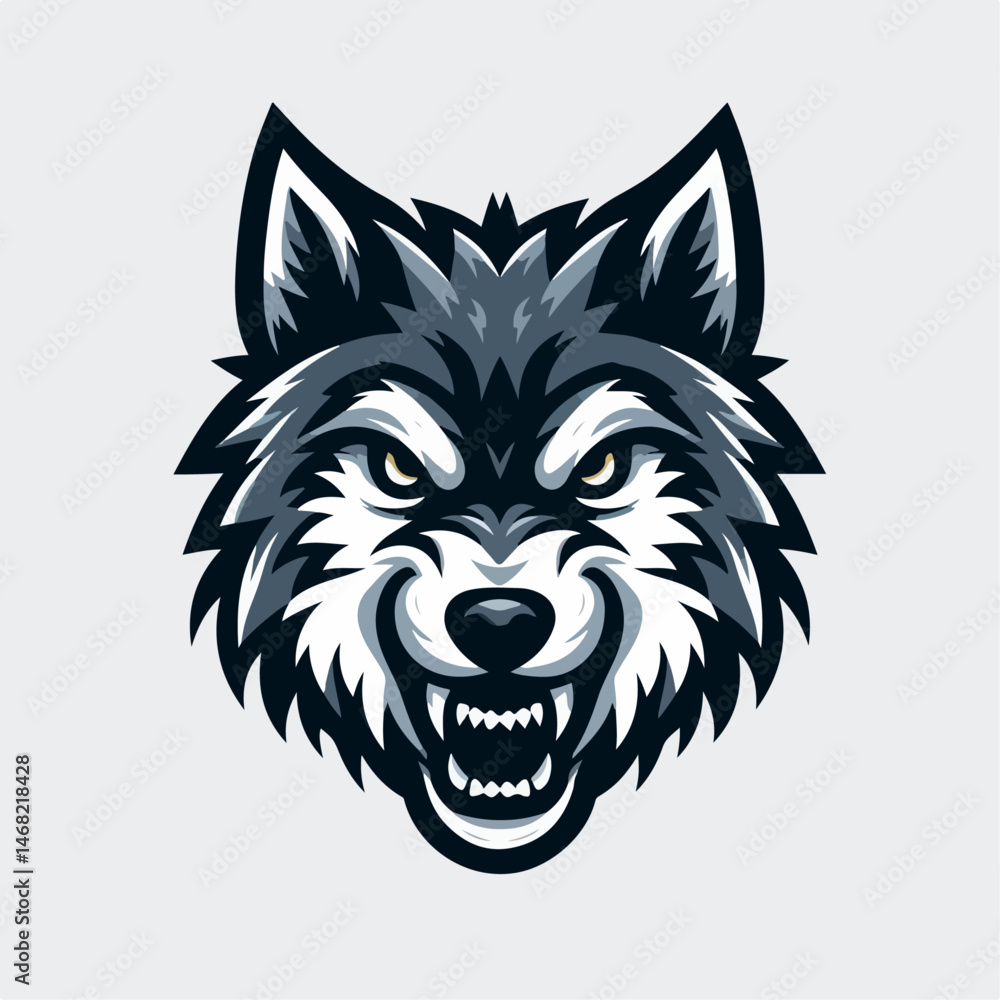 Fototapeta premium angry expression wolf head vector illustration