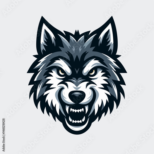 angry expression wolf head vector illustration