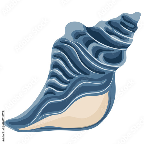 icon of a blue large shell from the bottom of the ocean or sea, for various summer and nautical designs