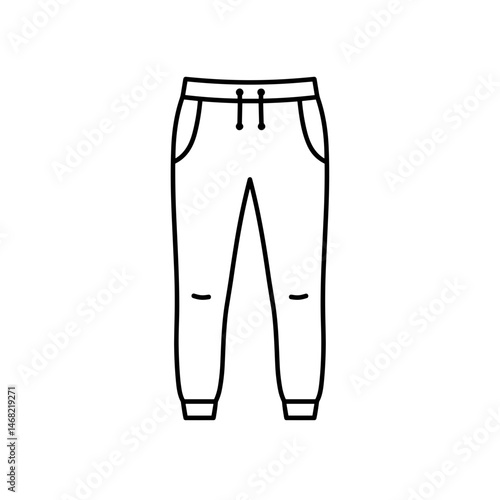 Minimalist Sport Pants Line Art. Clean athletic contour, flat vector illustration on transparent background. Activewear essential, workout bottoms, fitness apparel, gym wear template