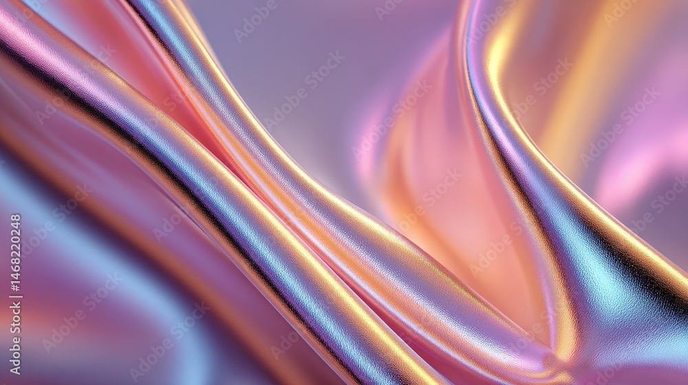 Naklejka premium Abstract flowing fabric with soft pastel colors and a shiny texture.