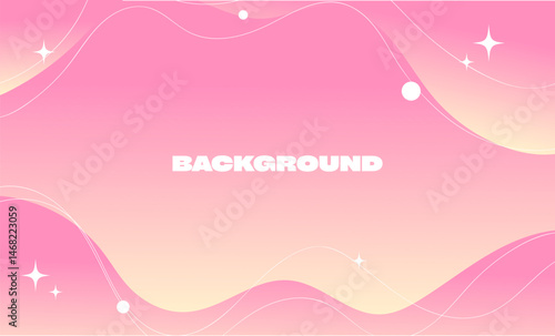 Delicate abstract background in pink and peach colors with soft waves, smooth lines ,decorative stars. Suitable for feminine or romantic projects, social media, invitations, banners, digital progect