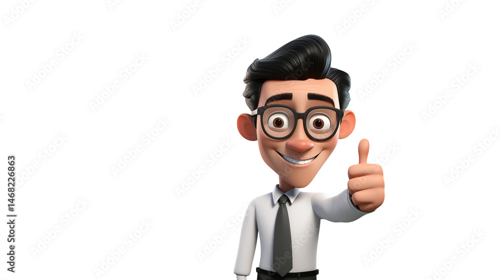 Cheerful 3D Cartoon Businessman Giving Thumbs Up Success Achievement Animation Character Cheerful 3D Cartoon Businessman Giving Thumbs Up Success Achievement Animation Character