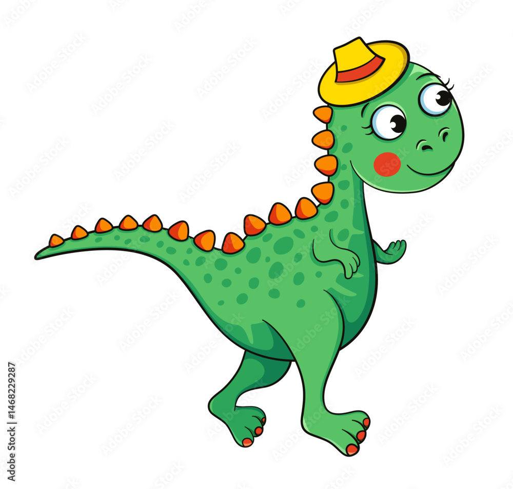 Obraz premium Trex Female Dinosaur Logo. Cute Female Mascot