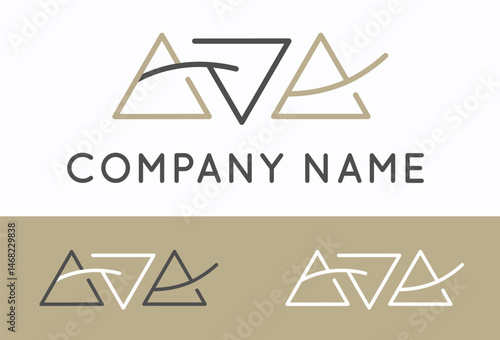Triangles Geometric Logo depicting 4 magic elements: water, earth, air, and fire. Editable stroke.