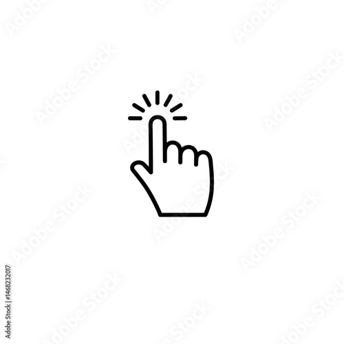 Click hand icon black and white for user interaction