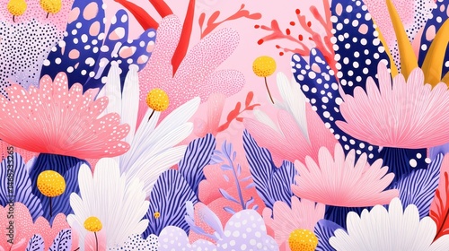 Dreamy watercolor coral garden background in gentle pastel tones creates a soothing and elegant oceanic themed decorative backdrop