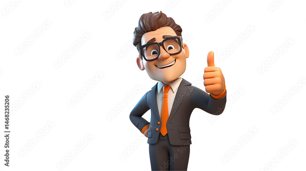 Cheerful 3D Cartoon Businessman Giving Thumbs Up Success Achievement Positive Attitude Cheerful 3D Cartoon Businessman Giving Thumbs Up Success Achievement Positive Attitude