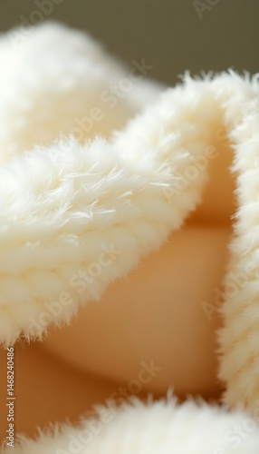 close up of a white furry object