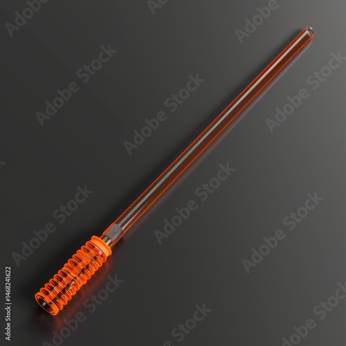Emergency water filter straw isolated on transparent background survival orange .