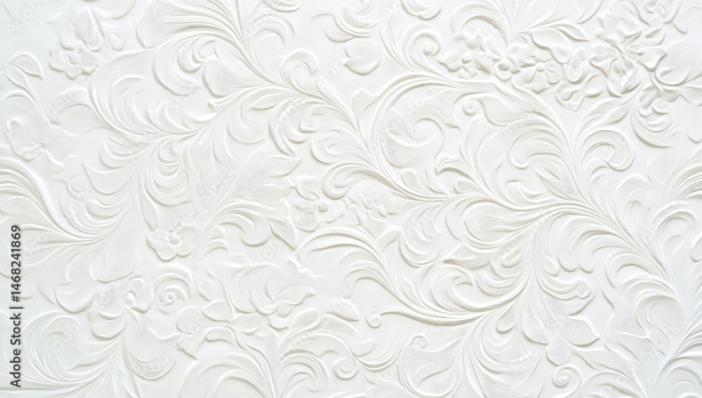 Ornate white embossed floral pattern Ornate white embossed floral pattern