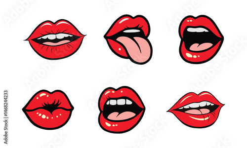 Wallpaper Mural set of lips vector. Stylized Lips Collection – Pop Art Expressions in Bold Colors and Comic-Inspired Vector Design Torontodigital.ca