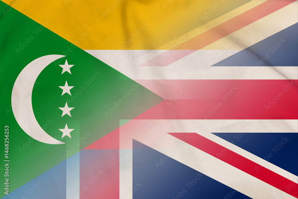 Comoros and England state flag transborder relations GBR COM Comoros and England state flag transborder relations GBR COM
